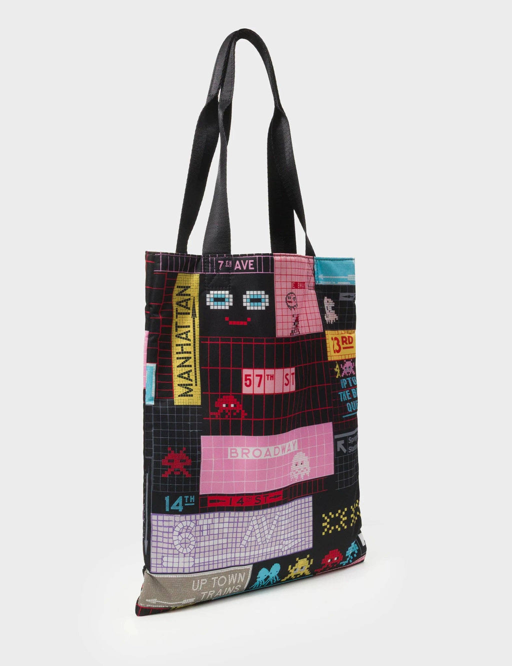 Min & Mon - The Everyday Tote Bag - Black Cyclepet Fabric Subway Stories Print