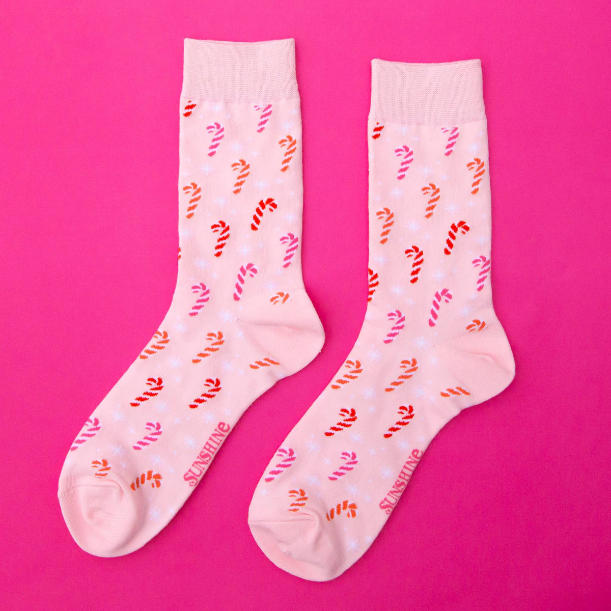 Sunshine Studios - Holiday Candy Cane Crew Socks