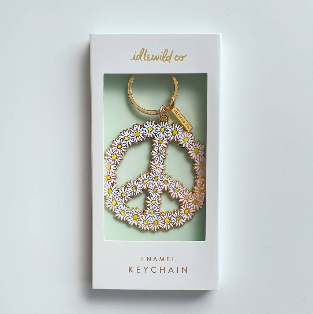 Idlewild Co. Enamel Keychain - Peace Daisy