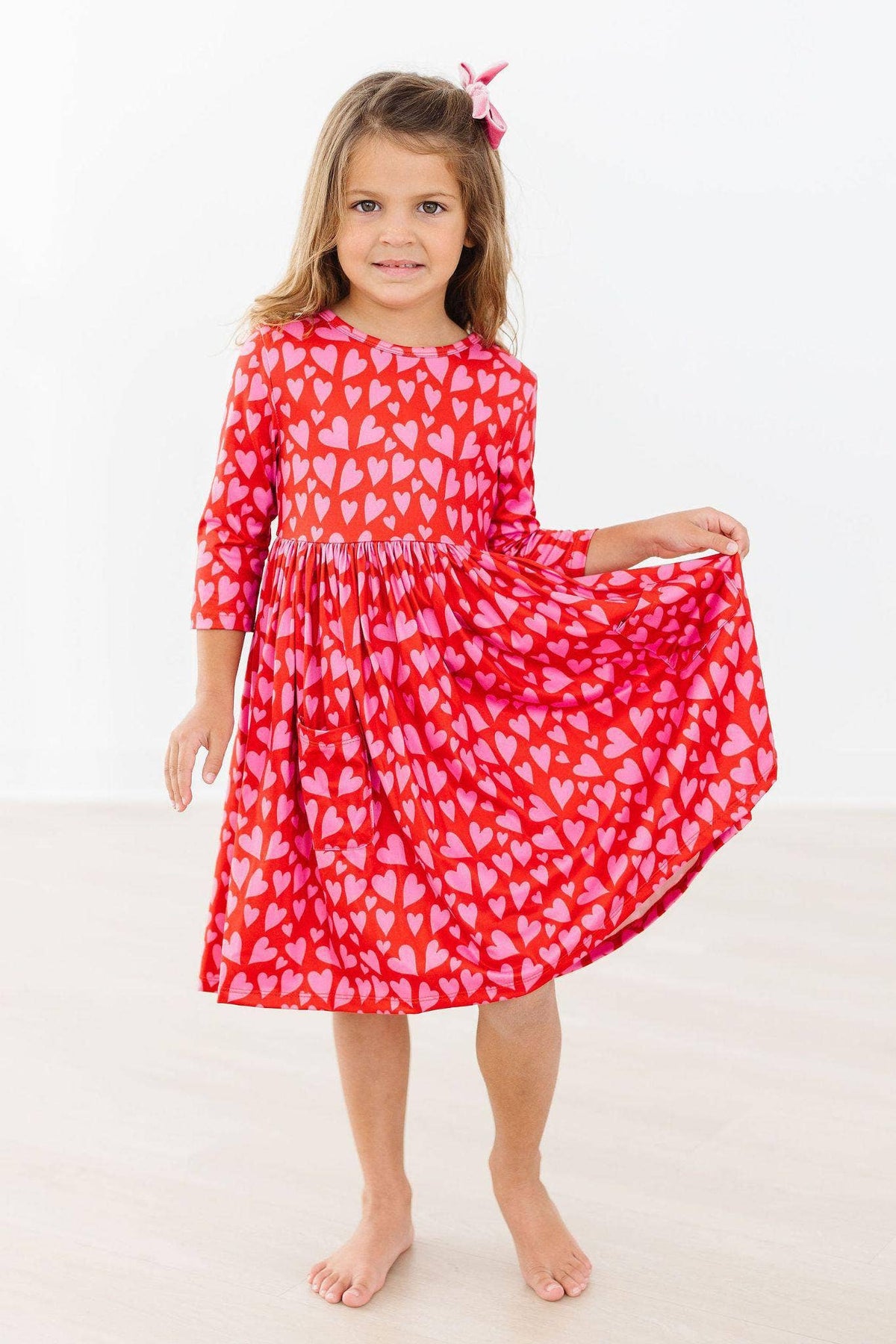 Mila & Rose 3/4 Sleeve Pocket Twirl Dress - Hearts & Hugs