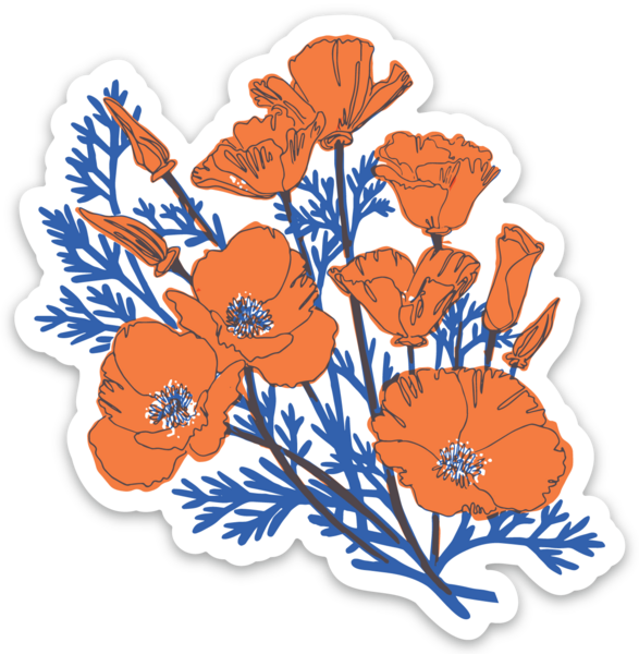 Pier Six Press - California Poppy Vinyl Sticker