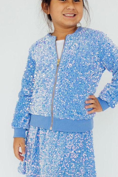 Mila & Rose Sequin Jacket - Light Blue Velvet