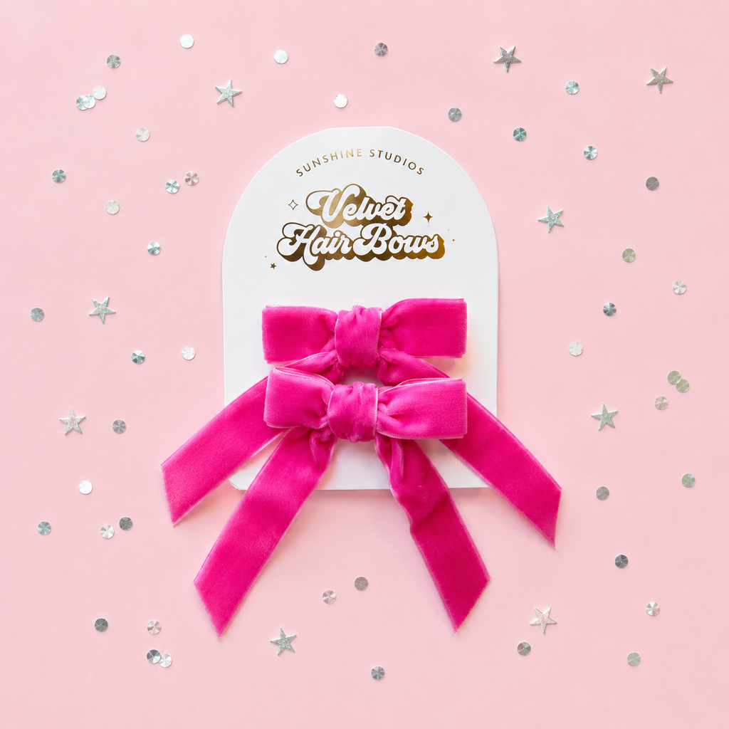 Sunshine Studios - Velvet Hair Bows (Pink)