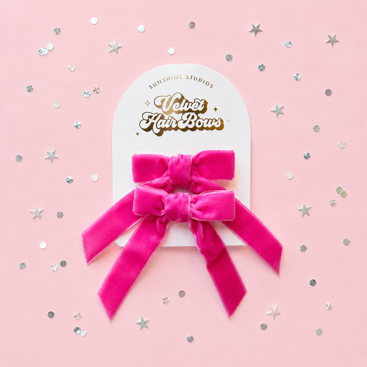 Sunshine Studios - Velvet Hair Bows (Pink)