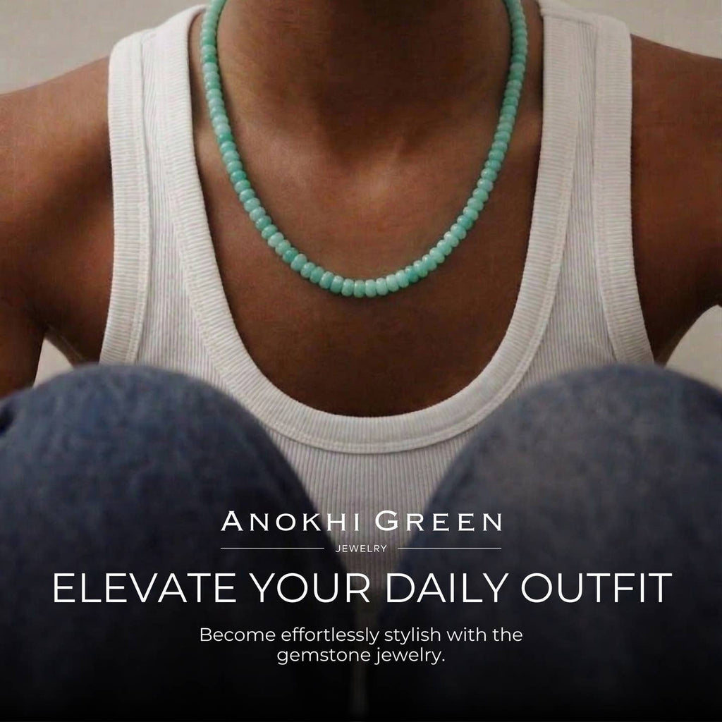 Anokhi Green Handmade Gemstone Necklace - Purple Ethiopian Opal