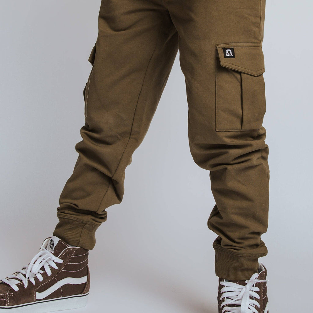 RAGS - Relaxed Fit Cargo Joggers - Olive Green