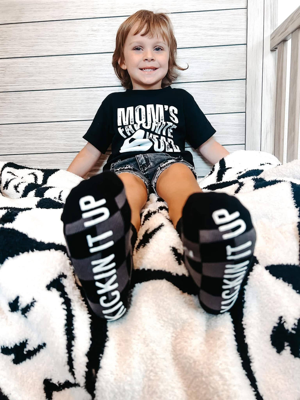 Kickin it up Socks - Black + Gray Checker