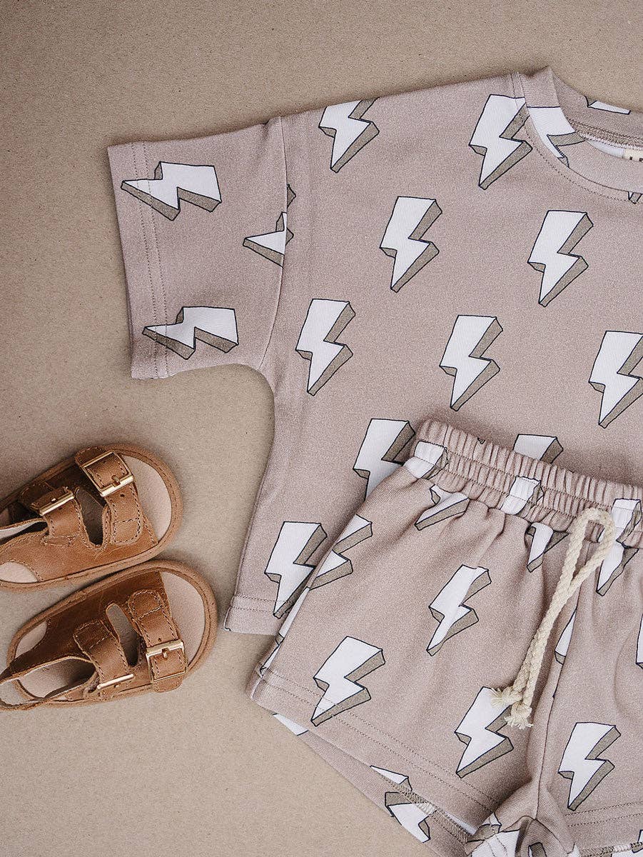 Lucky Panda Kids Shorts Set - Electric Beige