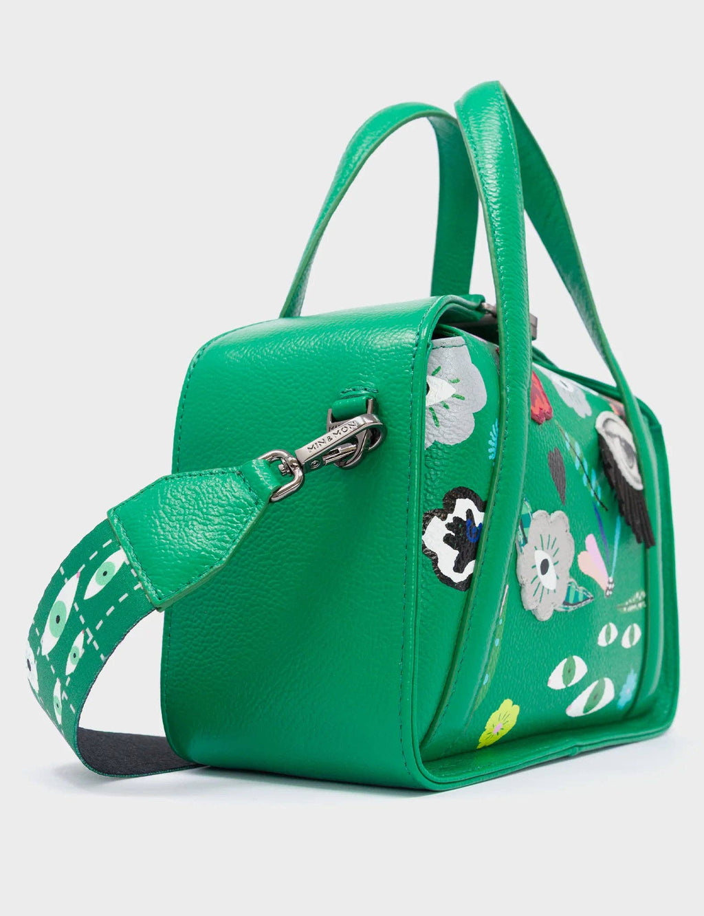 Min & Mon - Benji Small Crossbody Irish Green Leather Bag - Floralia Design