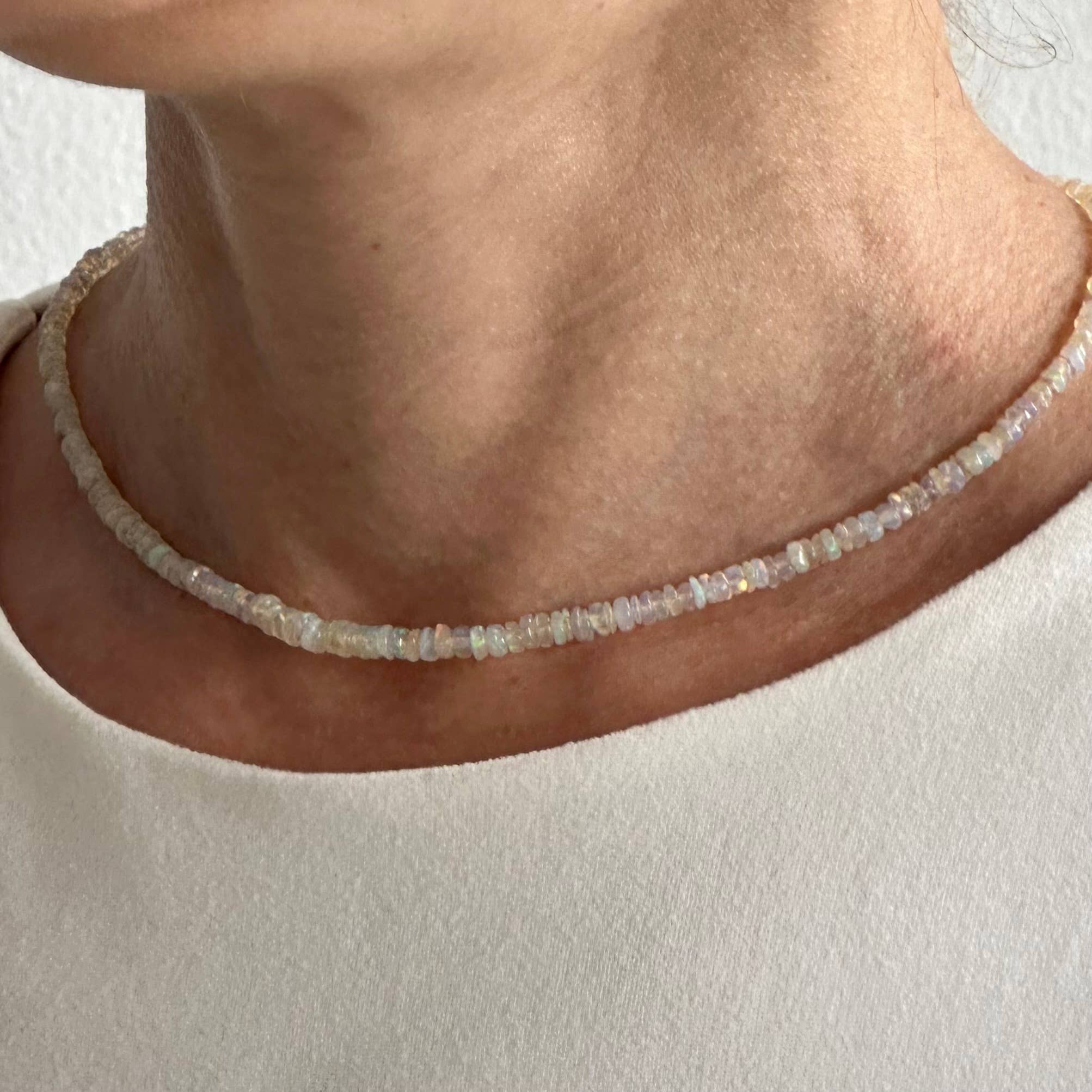 Anokhi Green Handmade Gemstone Necklace - Summer White Opal