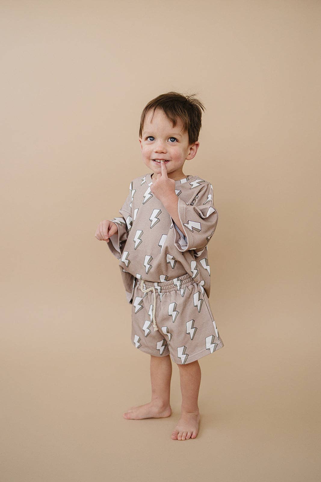 Lucky Panda Kids Shorts Set - Electric Beige