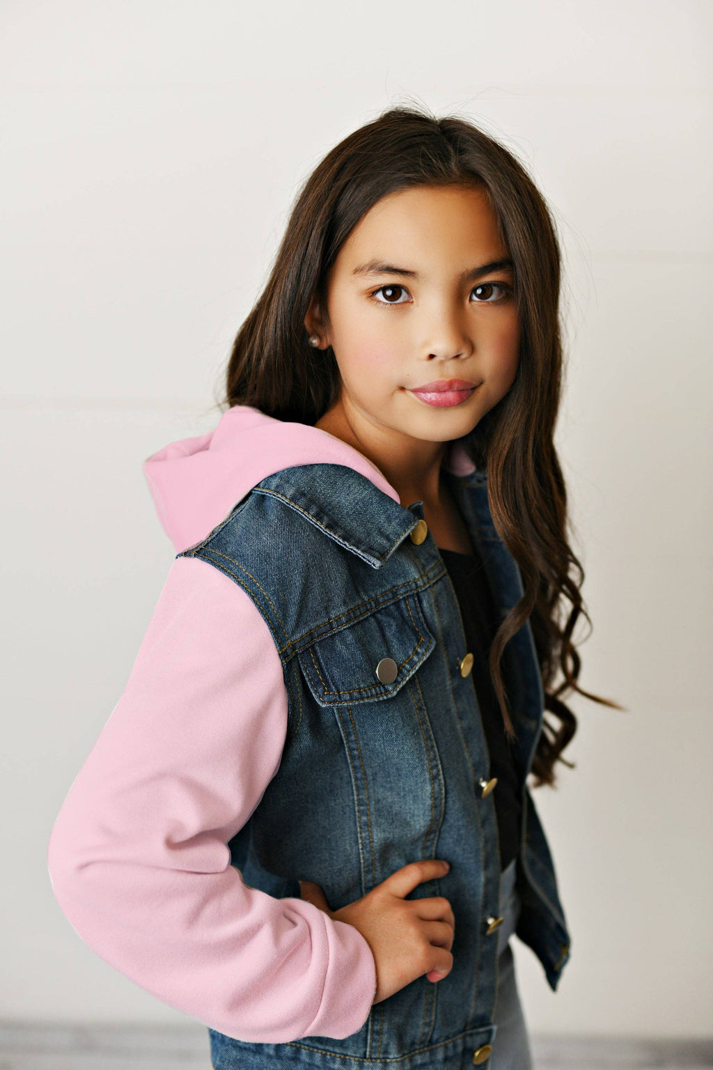 Oopsie Daisy - Hooded Denim Jacket - Pink