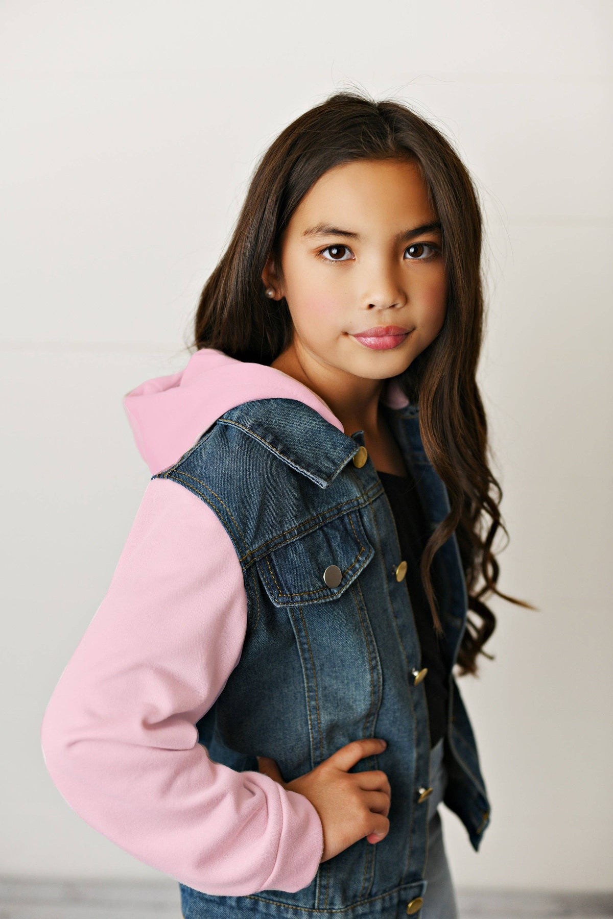 Oopsie Daisy - Hooded Denim Jacket - Pink