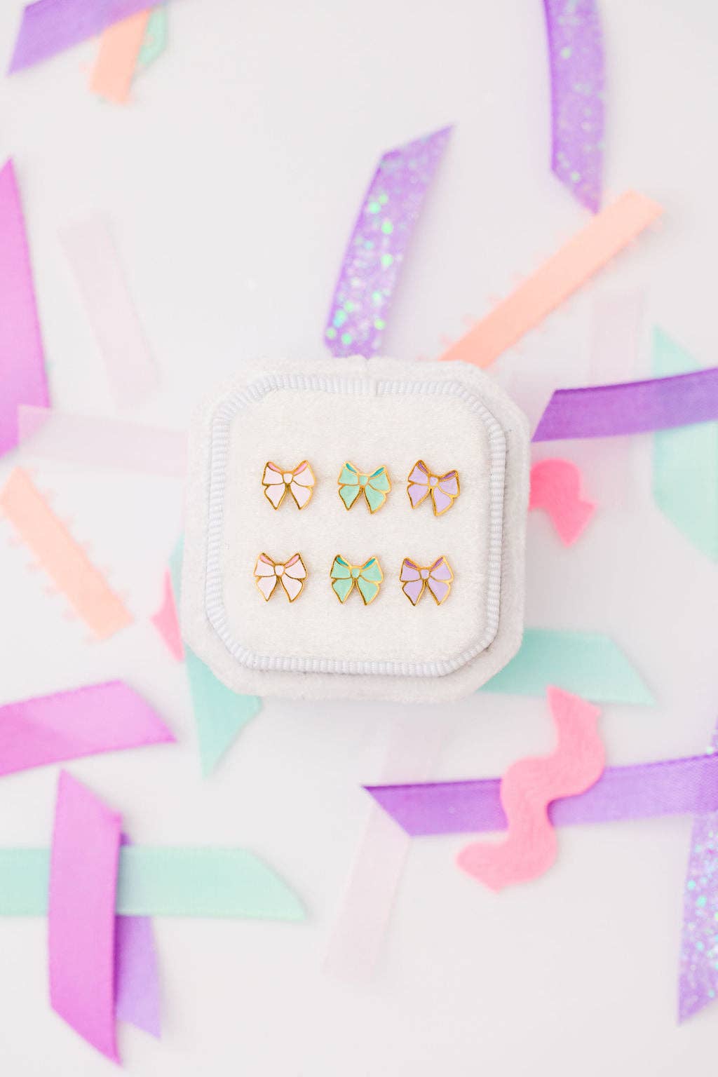 Desert Peach - Lavender Bow Stud Earrings