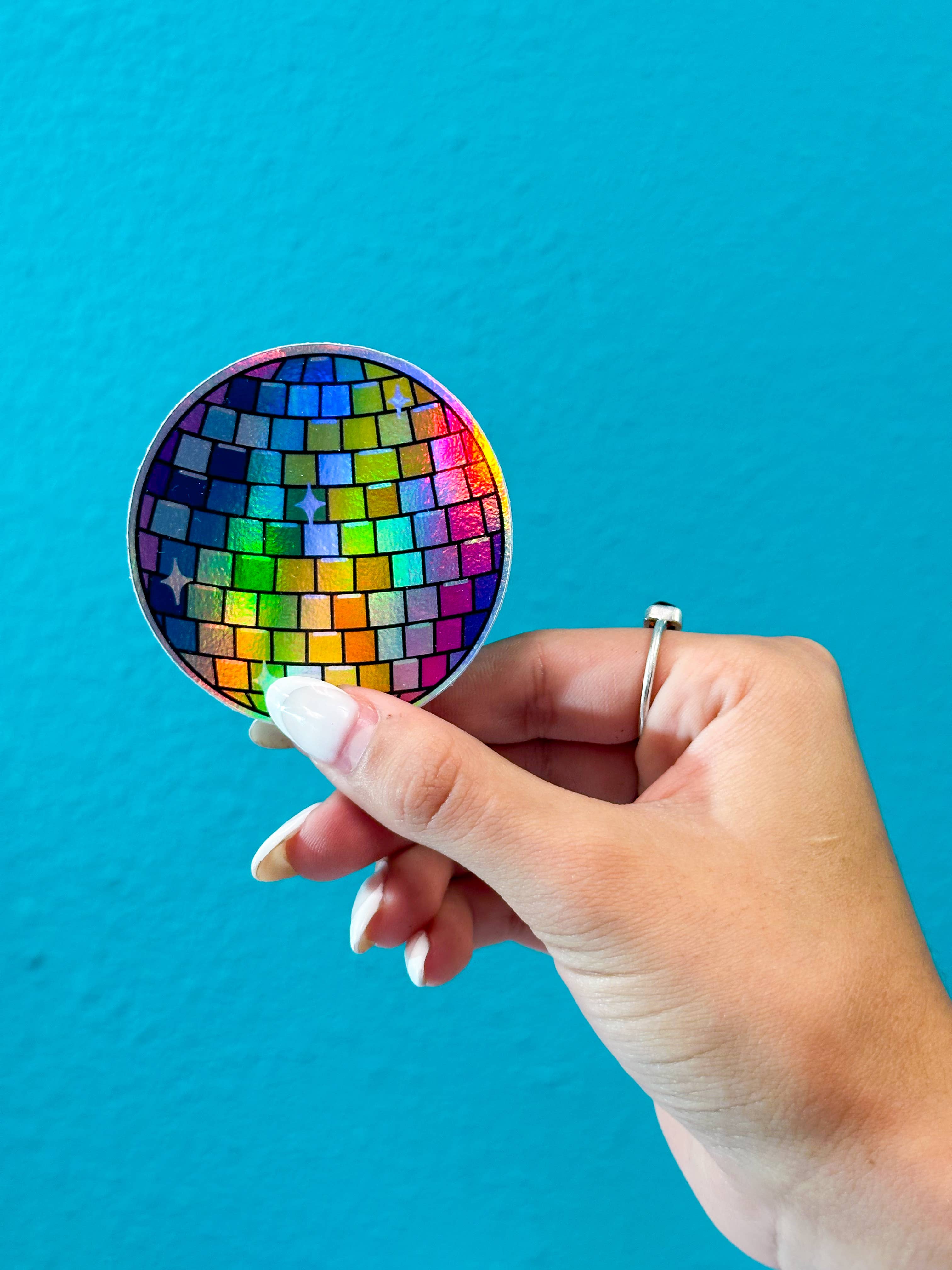 The Hissin' Kitten - Holographic Rainbow Disco Ball Sticker!