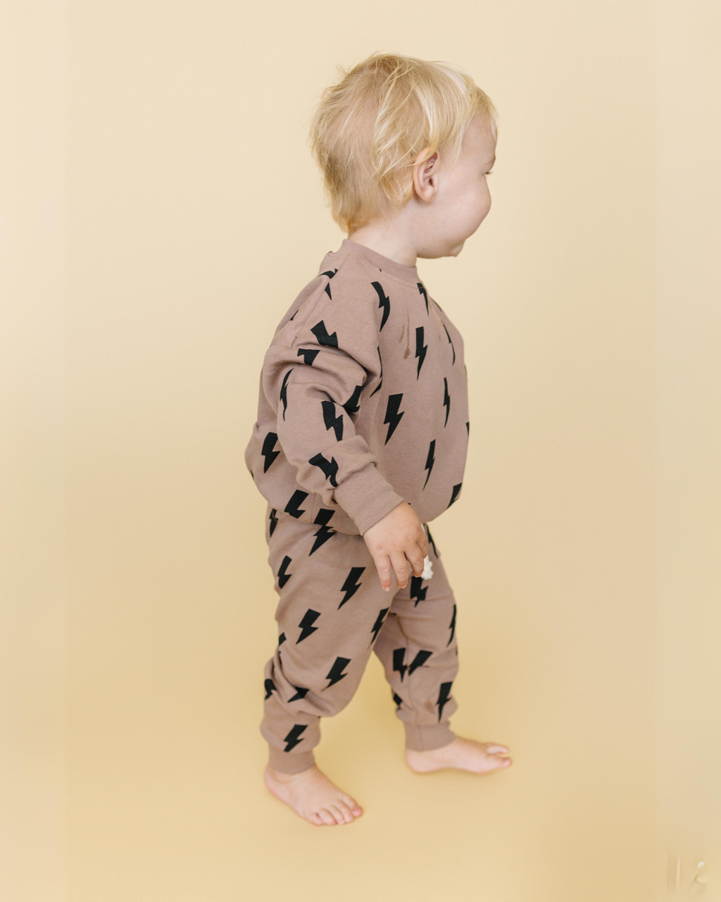 Lucky Panda Kids Jogger Set - Mocha Bolts