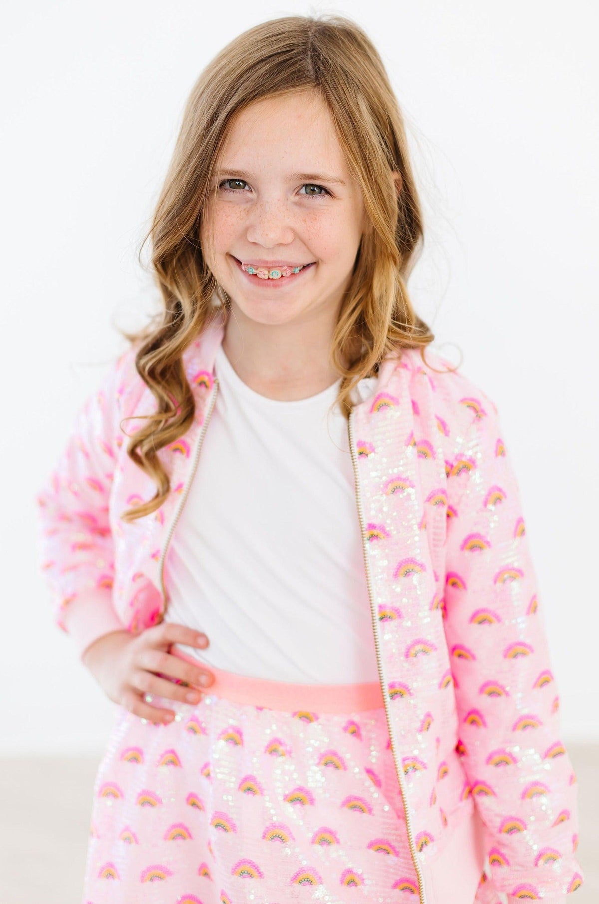 Mila & Rose Sequin Jacket - Pink Rainbow