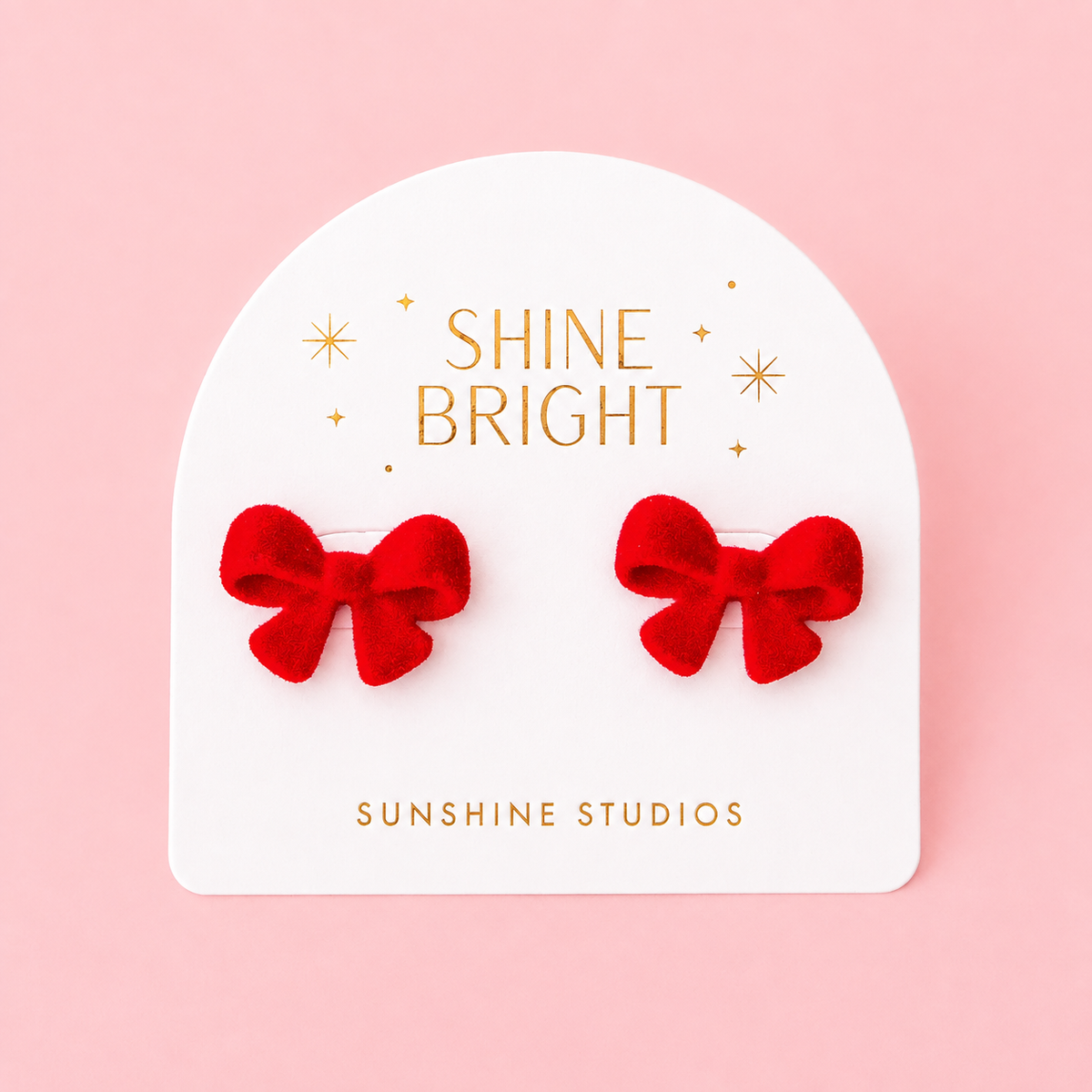 Sunshine Studios - Flocked Bow Earring (Red)