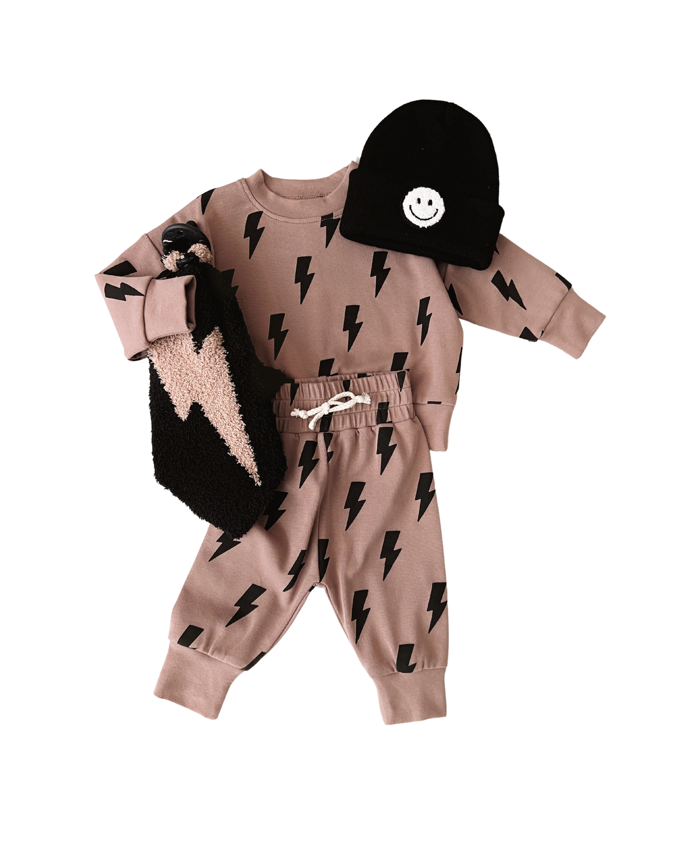 Lucky Panda Kids Jogger Set - Mocha Bolts