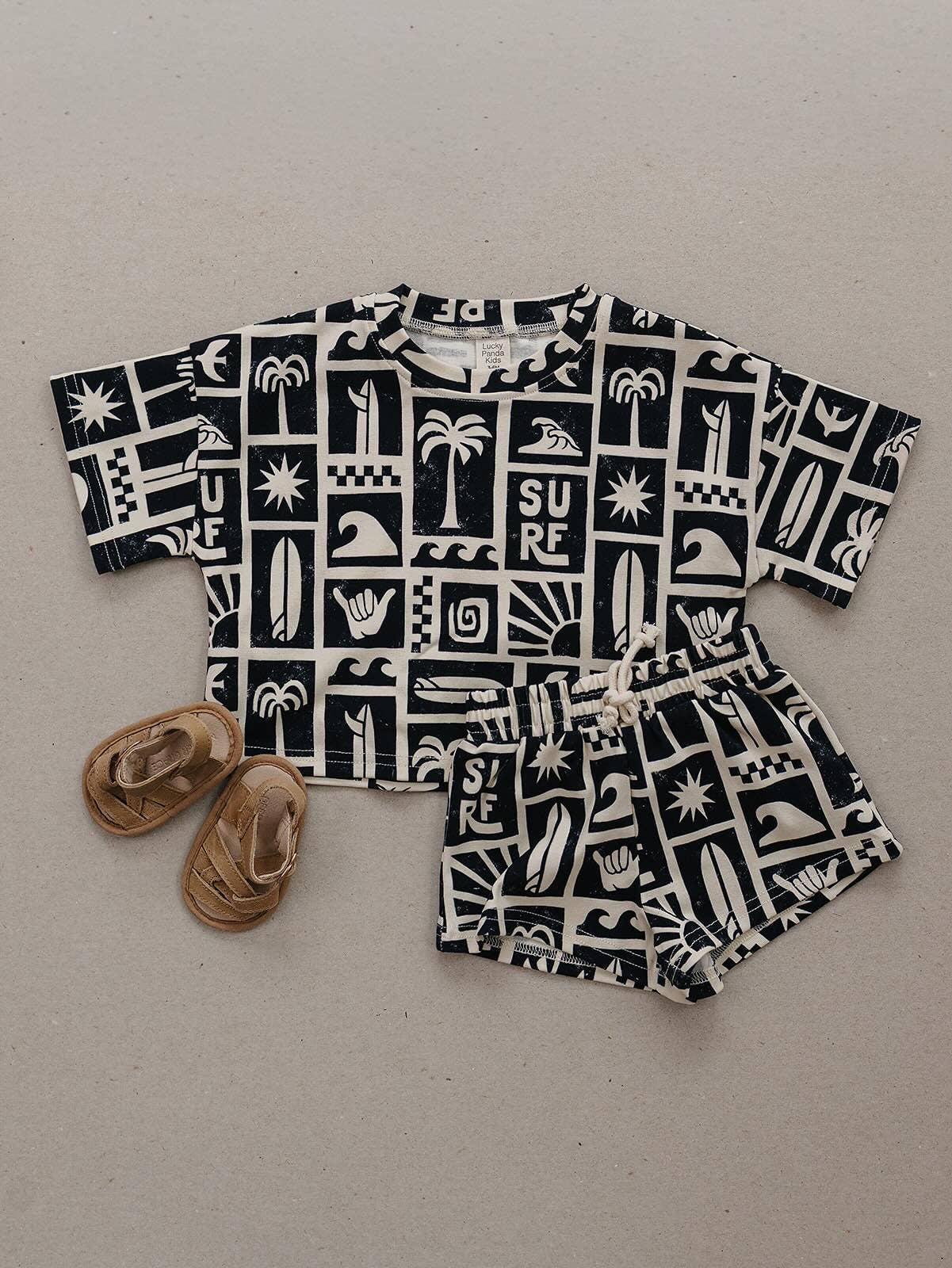 Lucky Panda Kids Shorts Set - Coastal Club