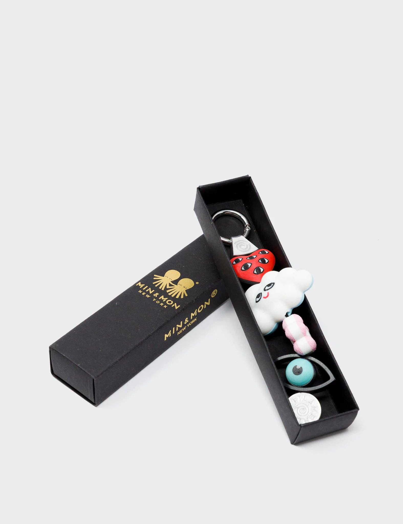Min & Mon - Cloudette Charm - Red and Pink 3D Printed Bioplastic Keychain