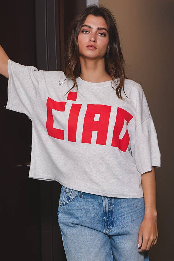 Women's 'CIAO' Graphic Jersey Boxy Crop Top