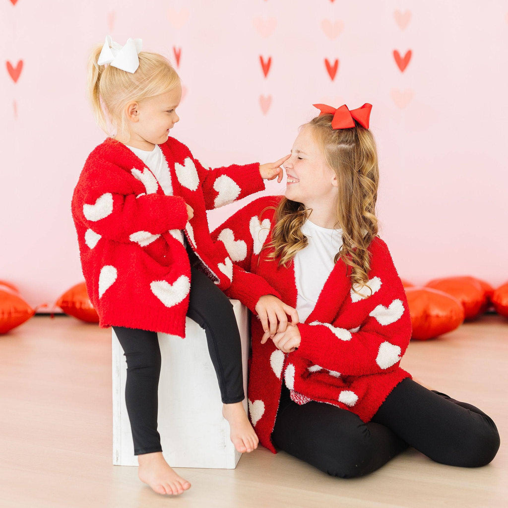Mila & Rose - Heart Cozy Cardigan (Red & White)