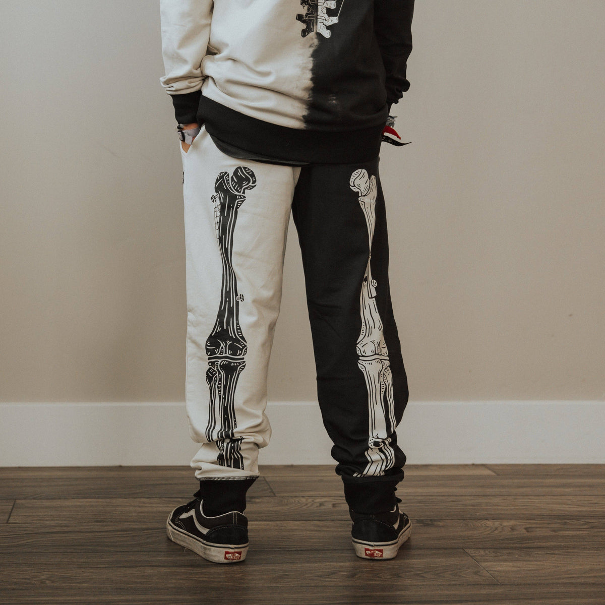 RAGS - Relaxed Fit Joggers - 'Skelly' - Black & White