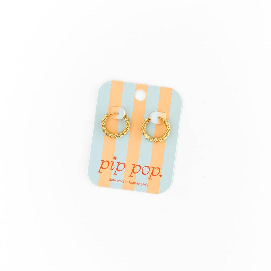 Pip Pop Post - Braided Hoop Earrings - Gold