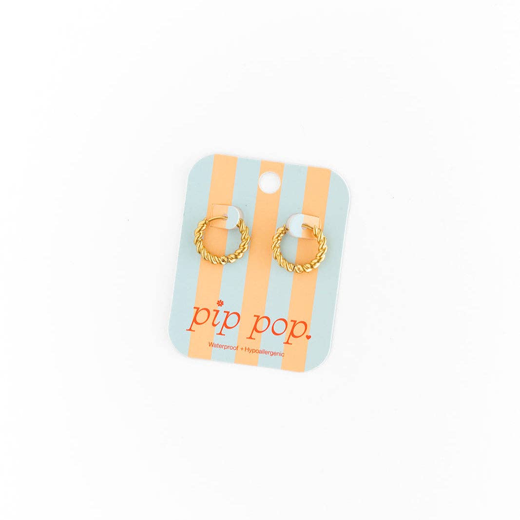 Pip Pop Post - Braided Hoop Earrings - Gold