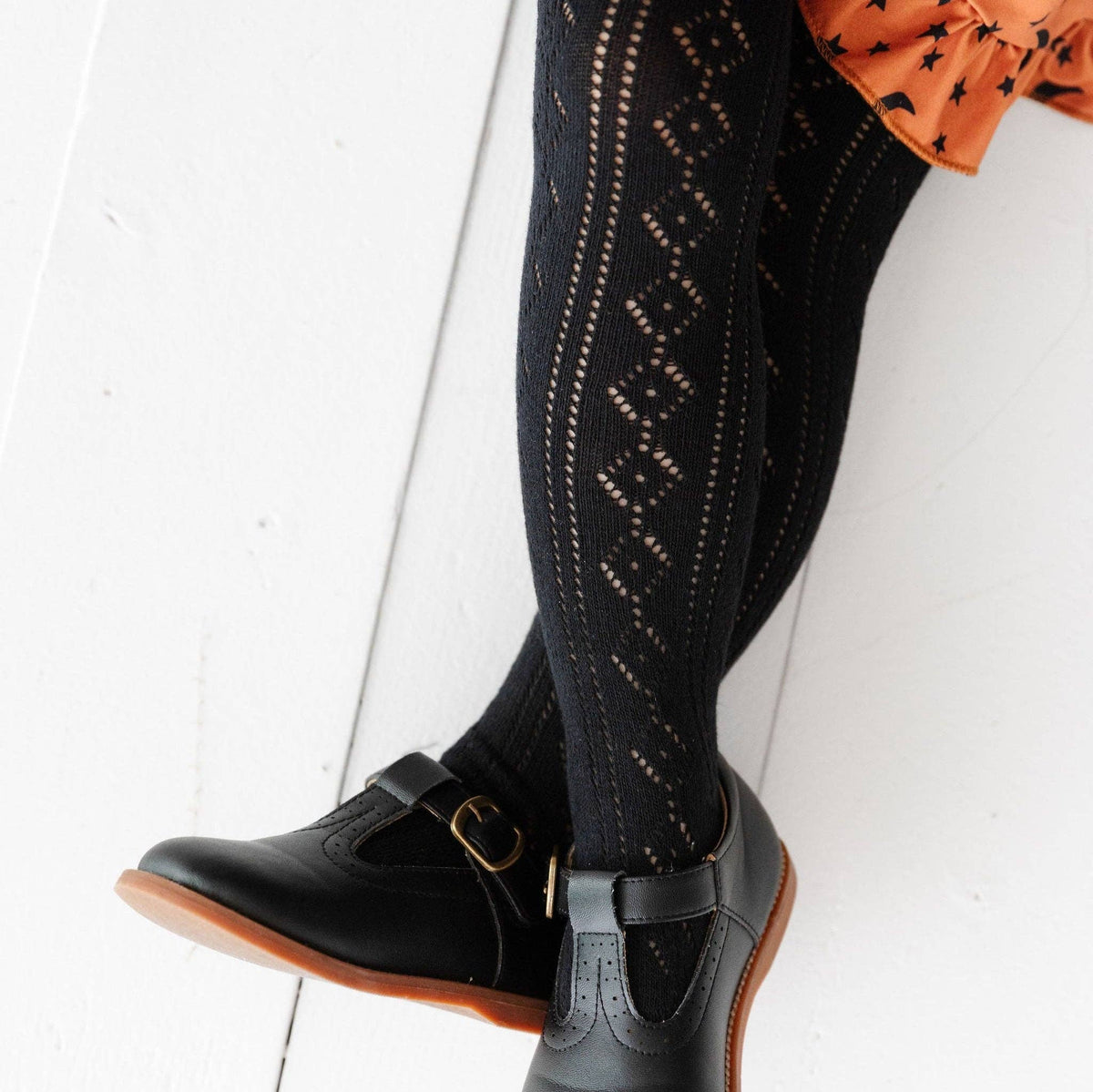 Little Stocking Co. Fancy Knit Tights - Black
