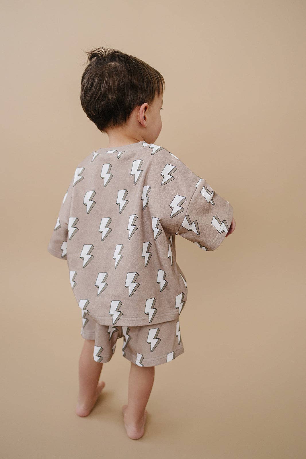 Lucky Panda Kids Shorts Set - Electric Beige