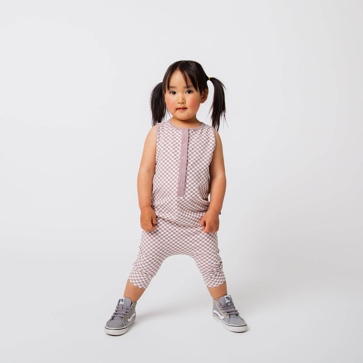RAGS Romper - Lilac Mini Check