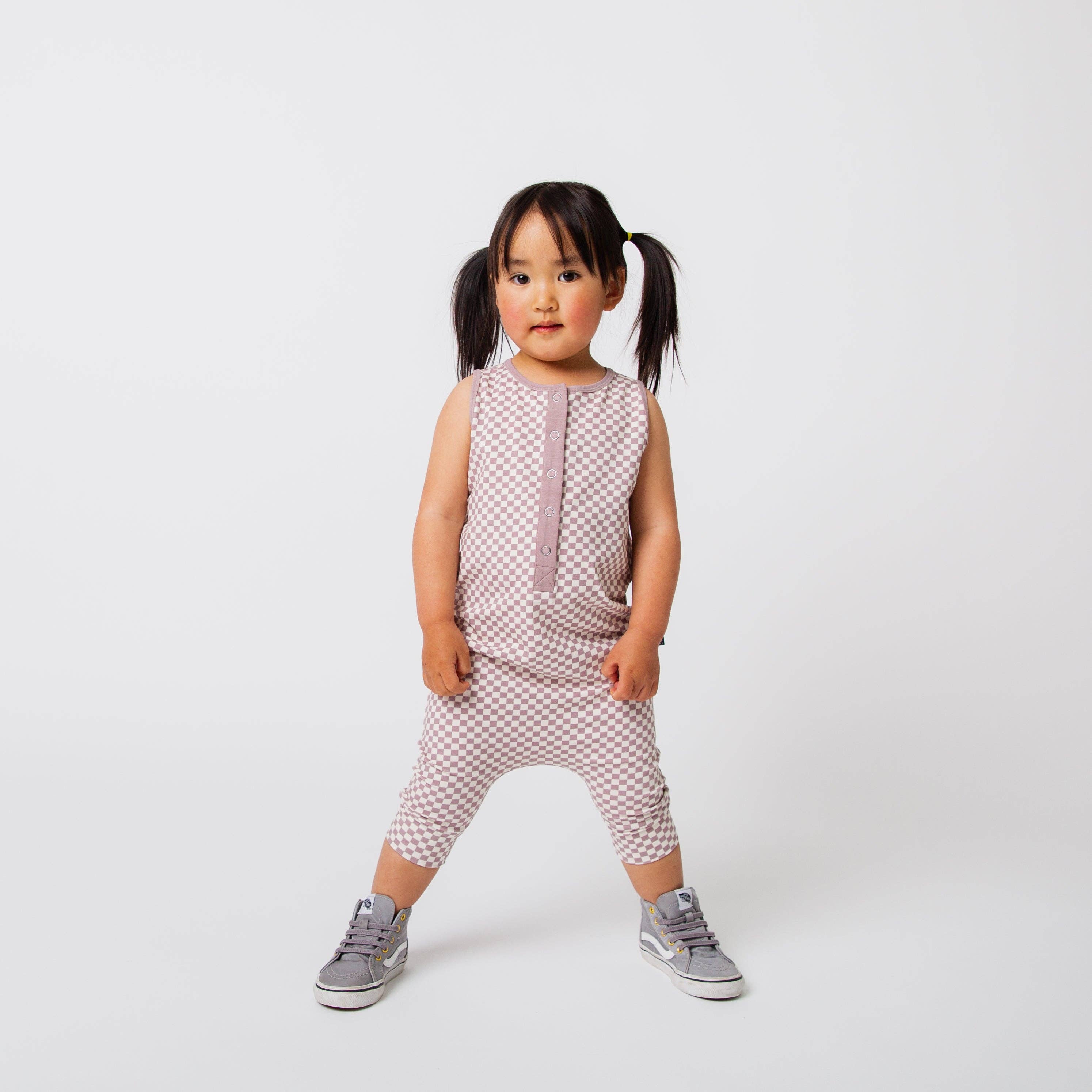 RAGS Romper - Lilac Mini Check