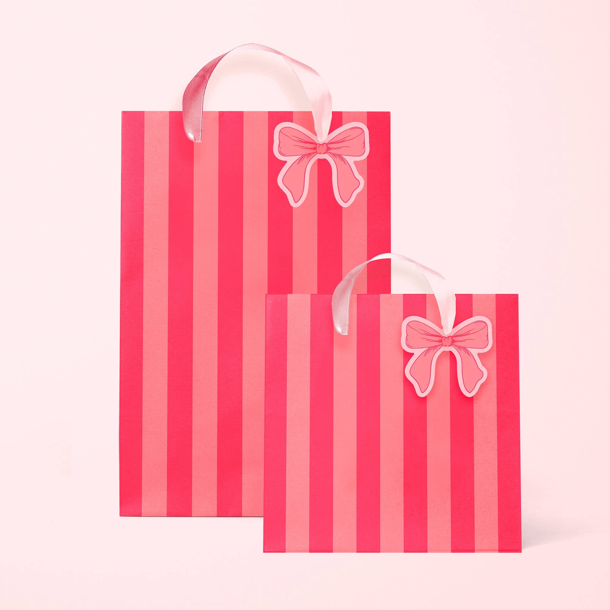 Sunshine Studios - Coral Bow and Stripes Gift Bag