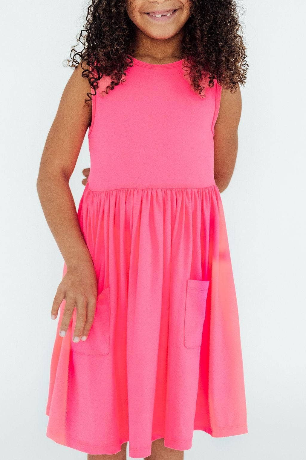 Mila & Rose Tank Pocket Twirl Dress - Neon Pink