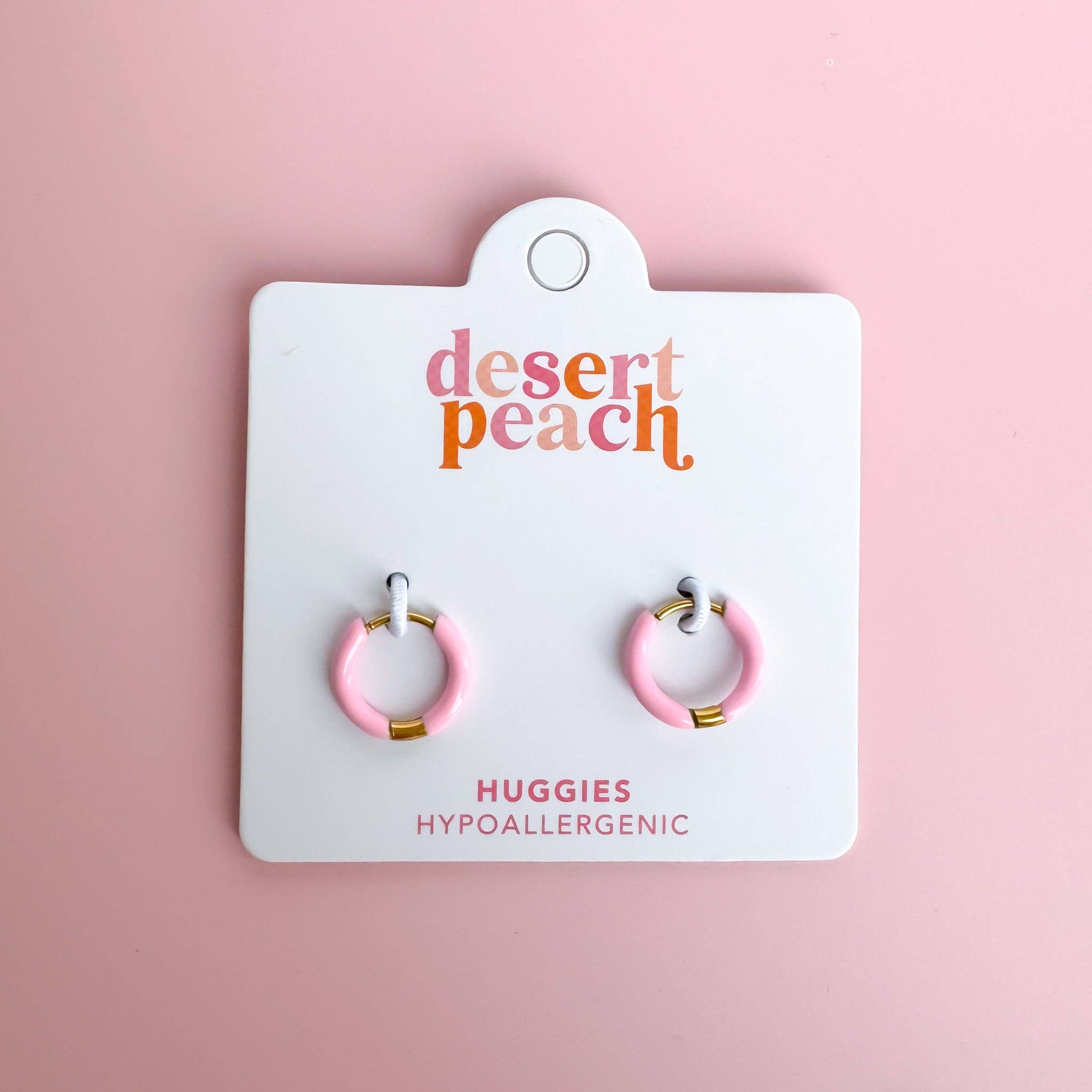 Desert Peach - Pink Huggie Hoops