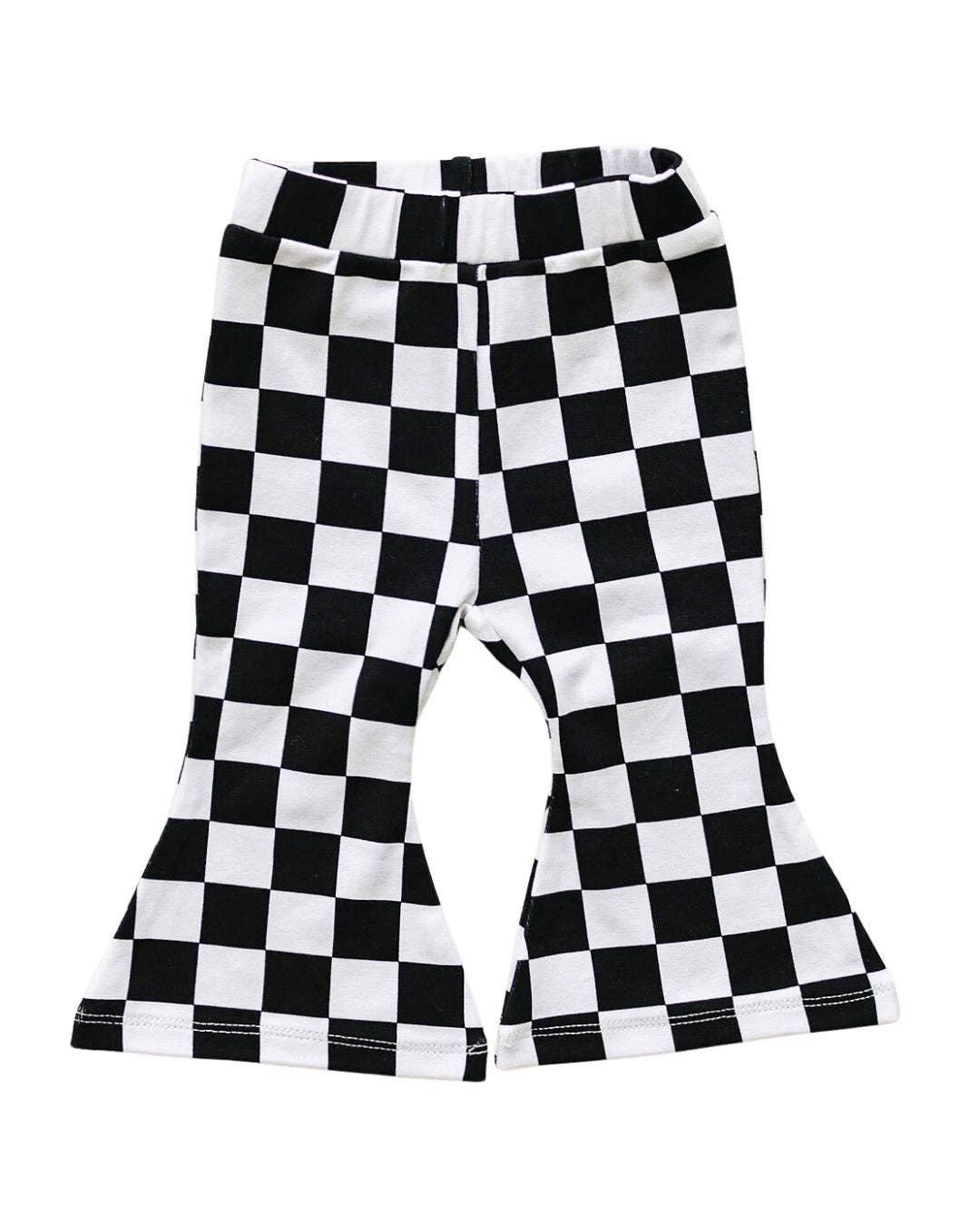 Lucky Panda Kids Checkered Flare Pants
