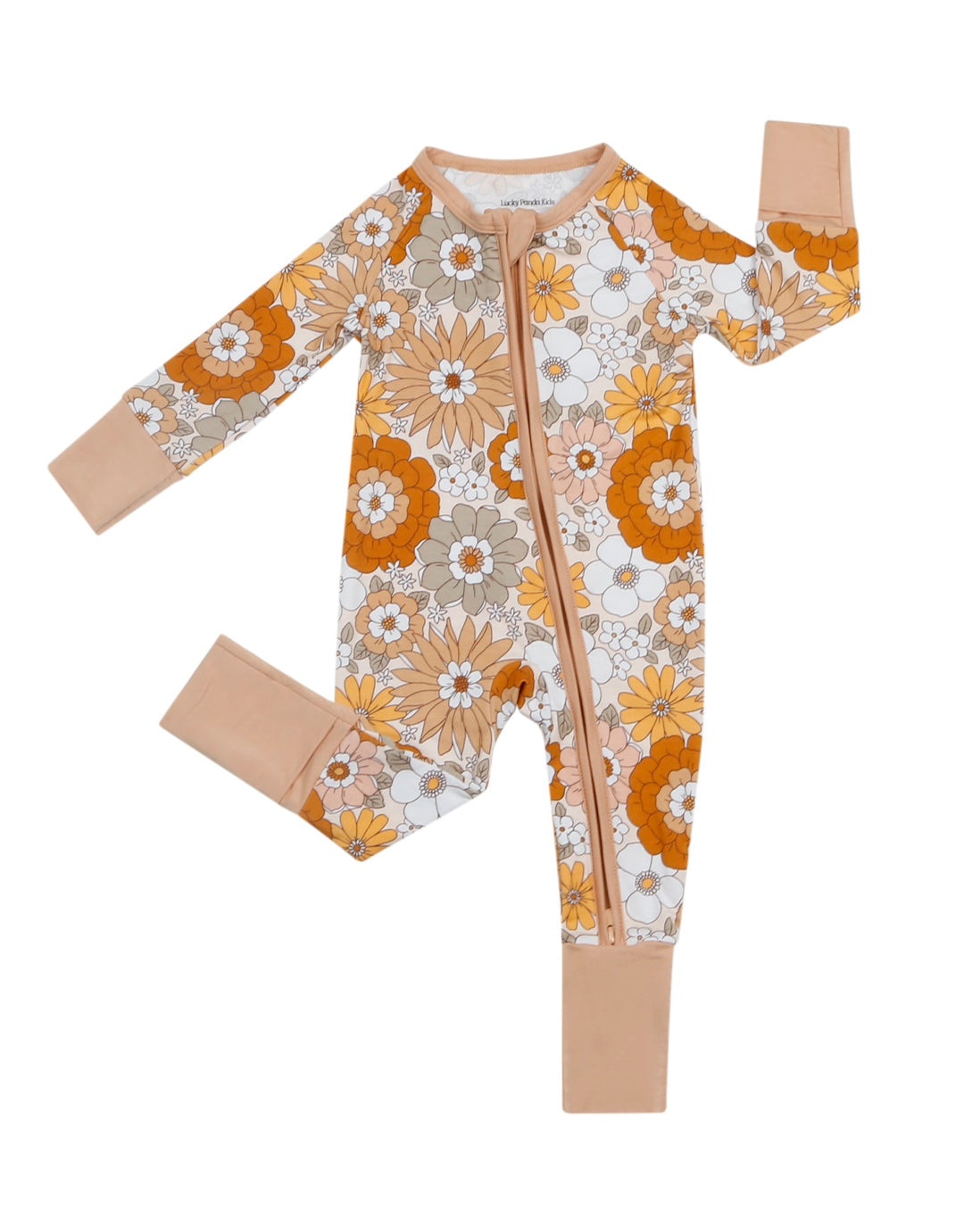 Lucky Panda Kids Bamboo Zip Romper - Petal Pop