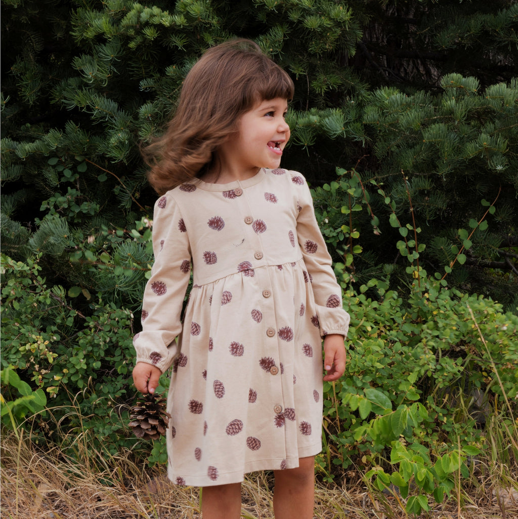 City Mouse Button Down Dress - Pinecones (Final Sale)