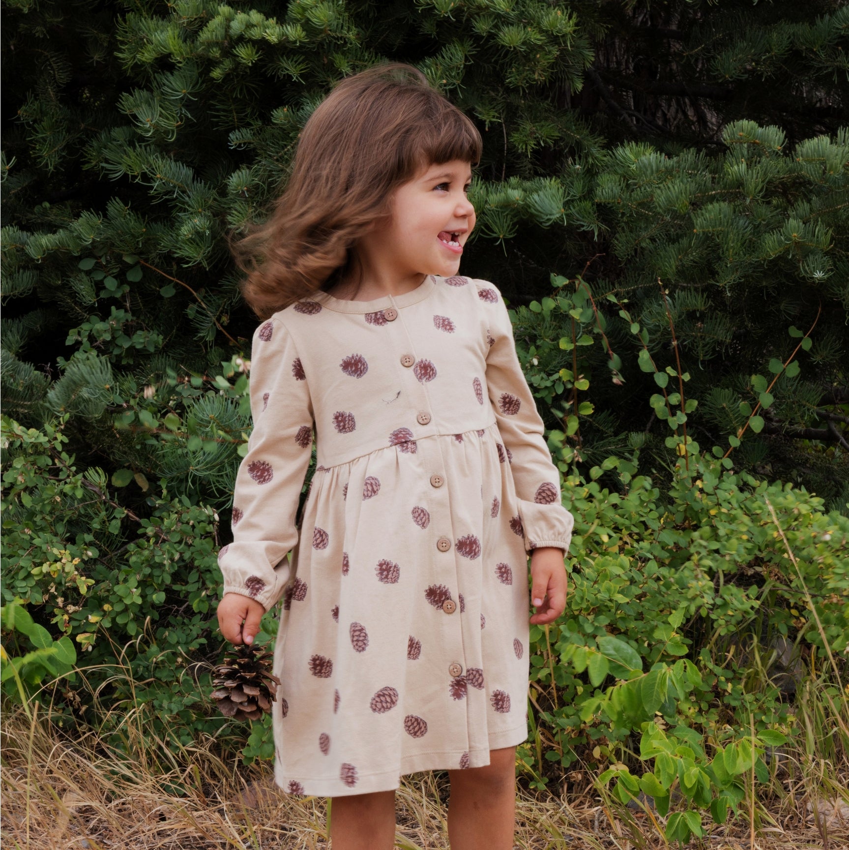 City Mouse Button Down Dress - Pinecones (Final Sale)