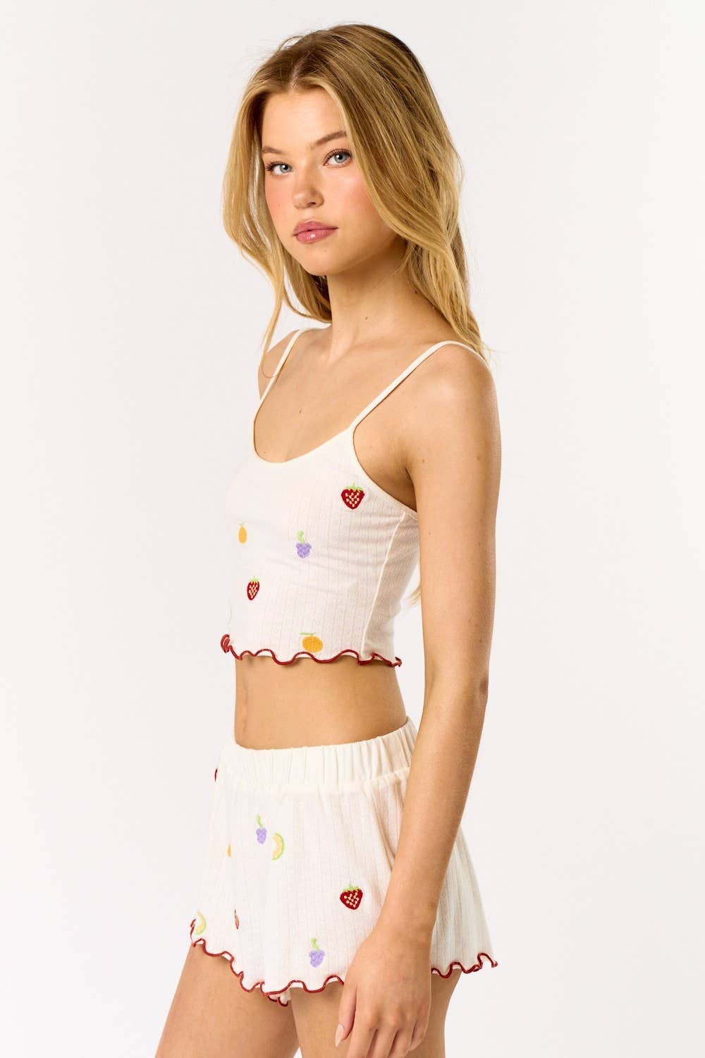 Women's Pointelle Cami Lounge Top & Short Set - Fruit