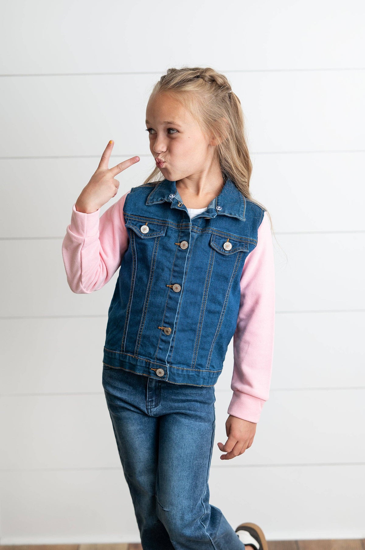 Oopsie Daisy - Hooded Denim Jacket - Pink