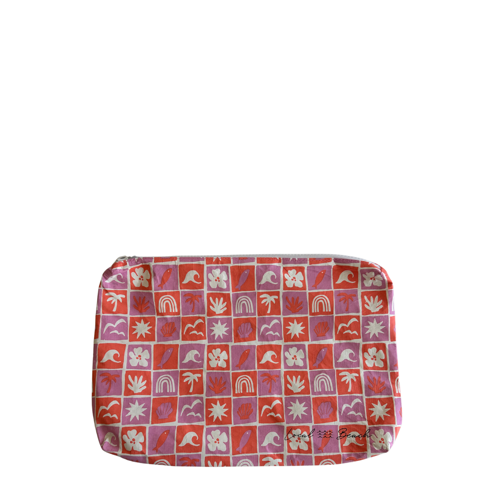 Local Beach Water Resistant Pouch - Coral Pink Islands