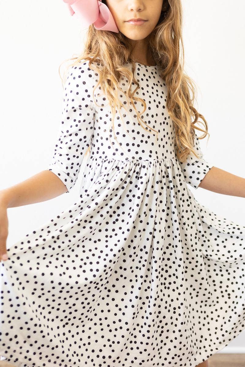 Mila & Rose 3/4 Sleeve Twirl Dress - Scattered Dot