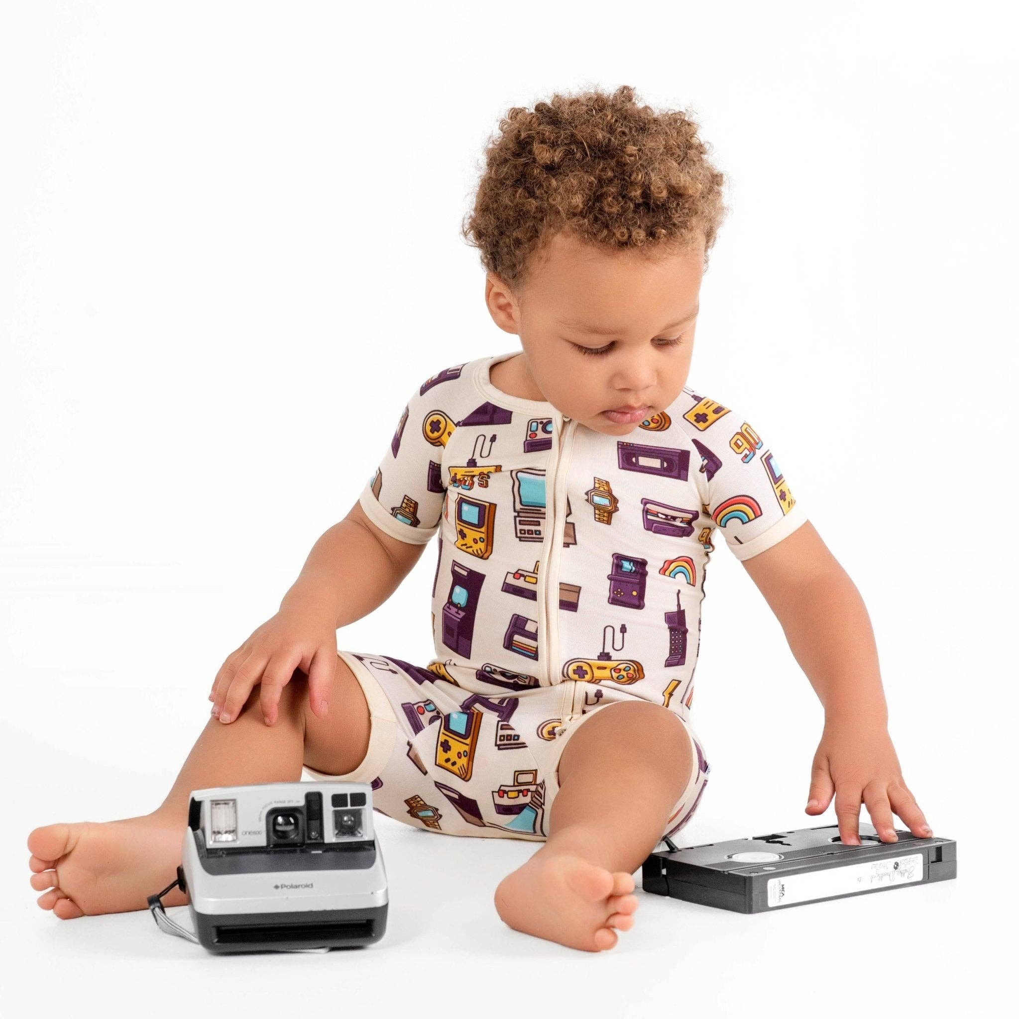 Jammie Session Bamboo Short Romper - 90's Retro