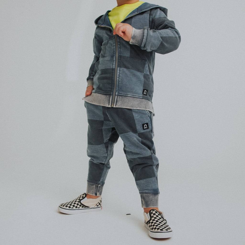 RAGS - Relaxed Fit Joggers - Blue Denim Check