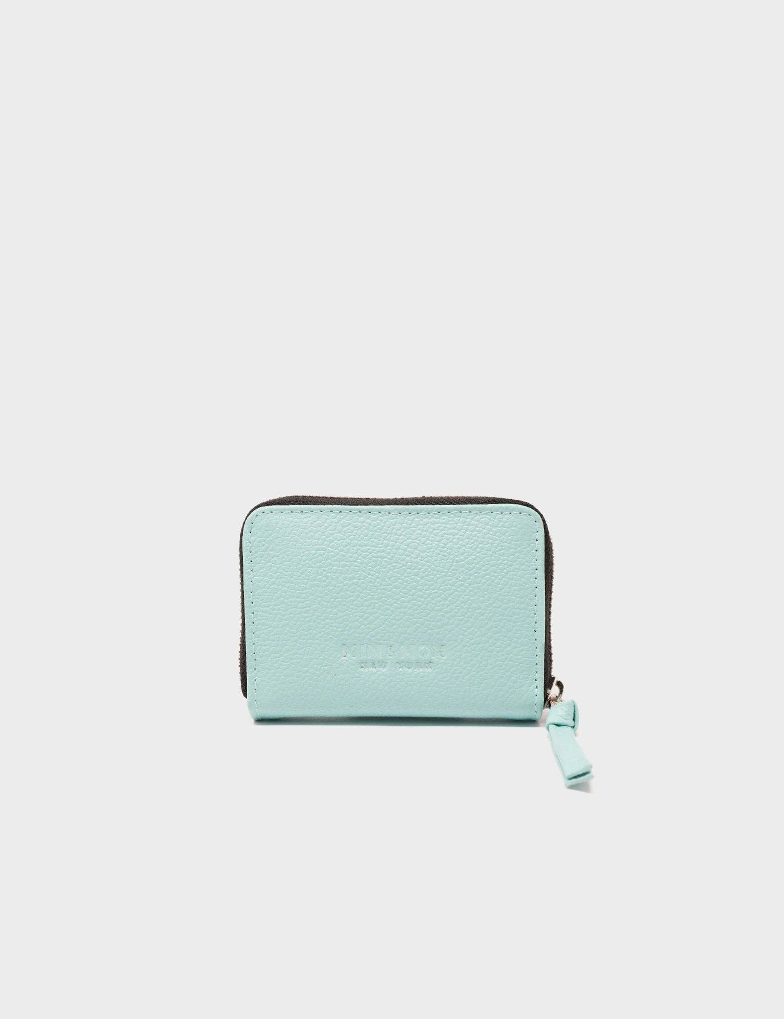 Min & Mon - Frodo Eggshell Blue Leather Zip Around Wallet - Studs Pattern