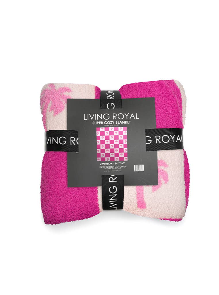 Living Royal Throw Blanket - Checkered w/ Palm Trees