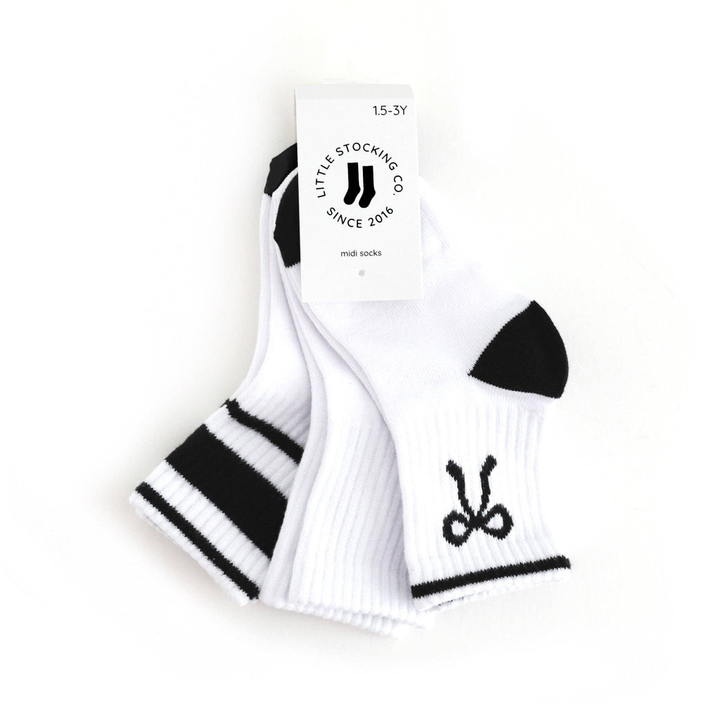 Little Stocking Co. - Crew Socks 3-Pack - White/Black